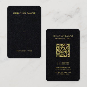 Carte De Visite Gold Font QR Code Premium Black Luxe Euro Size