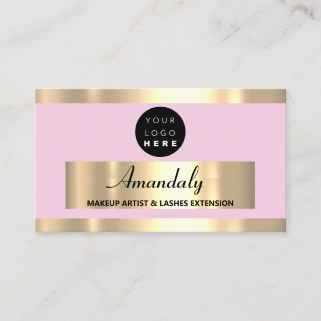 Carte De Visite Gold Frame Mode Beauté Shop Blush (Devant)