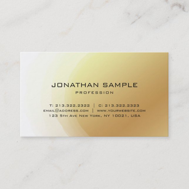 Carte De Visite Gold Glam Design Élégant Moderne Professionnel Pla (Devant)