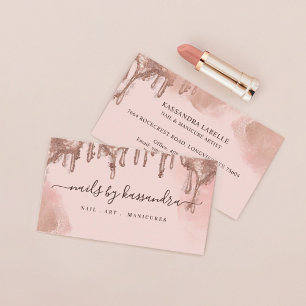 Carte De Visite Gold Glitter Drip Glam Nail Art Manicure Salon