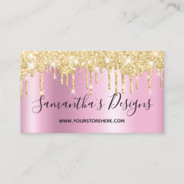 Carte De Visite Gold Glitter Drips Pink Shimmer Online Store