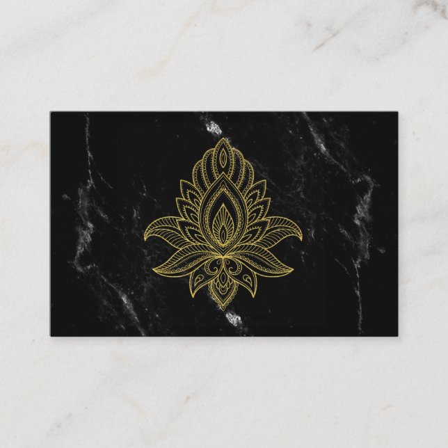 Carte De Visite ~ Gold Hamsa Blanc Marbre Noir Sacré Abstrait (Devant)