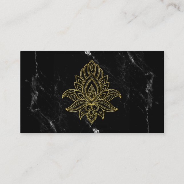 Carte De Visite *~* Gold Hamsa Marbre Noir Blanc Sacré (Devant)