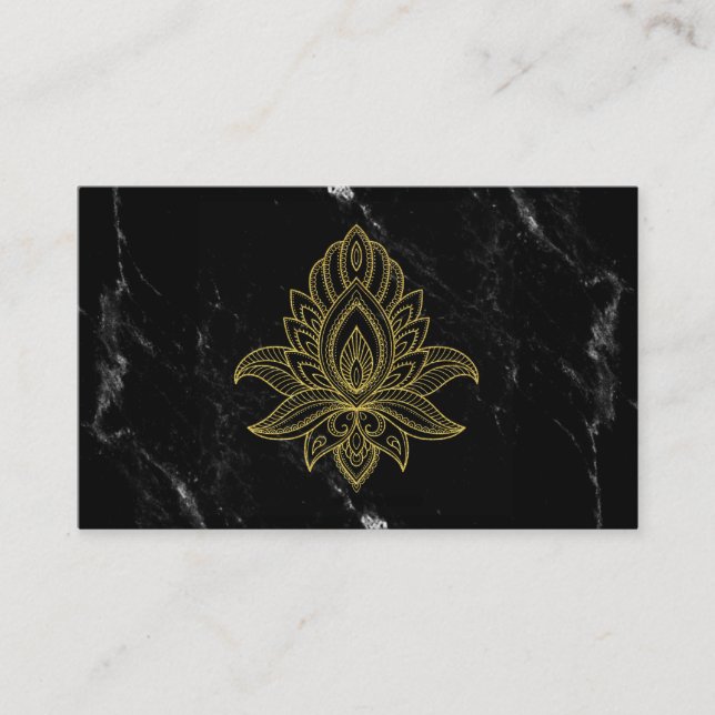Carte De Visite ~ Gold Hamsa noir marbre blanc Sacré Abstrait (Devant)