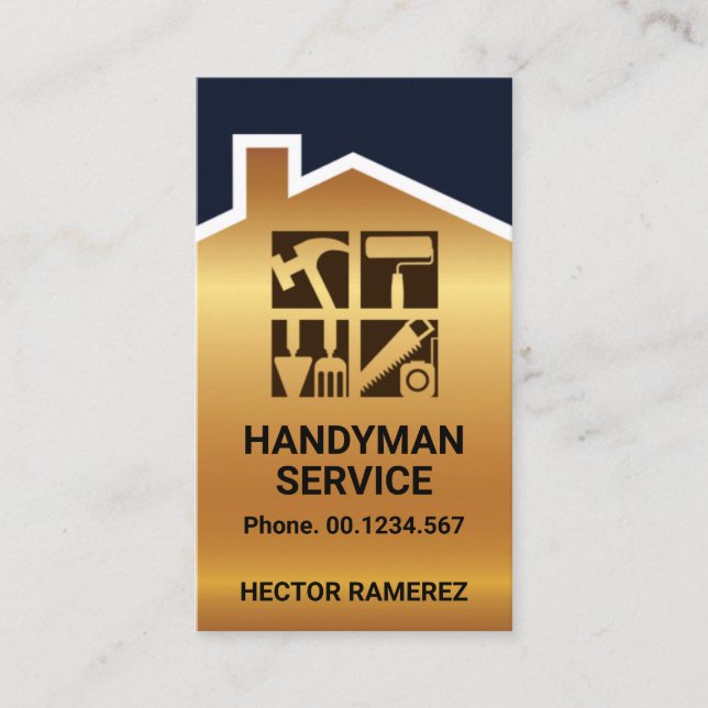 Carte De Visite Gold Handyman Home Toit Windows (Devant)