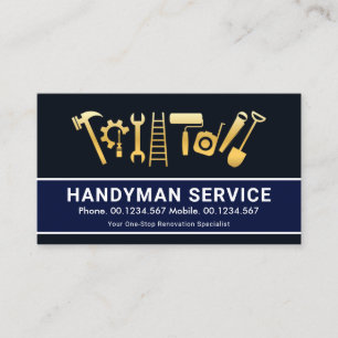 Carte De Visite Gold Handyman Outils Accueil Rénovation Suppressio