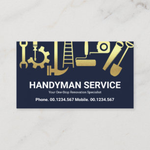 Carte De Visite Gold Handyman Outils de construction Accueil Réno