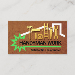 Carte De Visite Gold Handyman Outils Roof Star Bordure