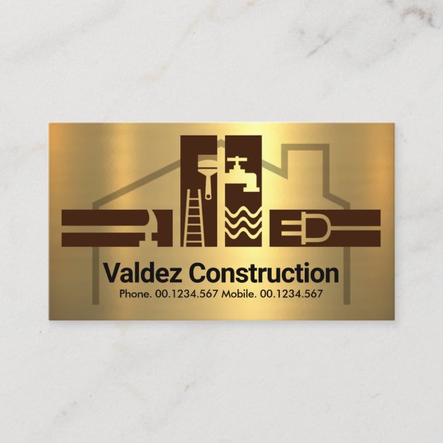 Carte De Visite Gold Handyman Tools House Frame (Devant)