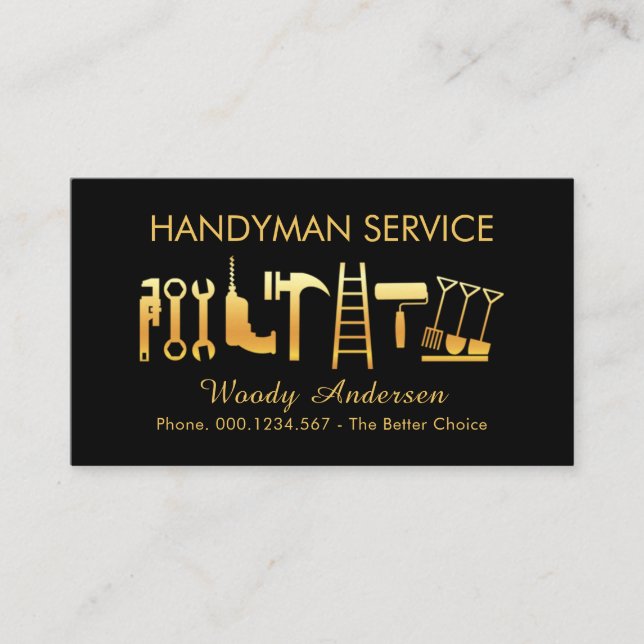 Carte De Visite Gold Handyman Tools Icon (Devant)