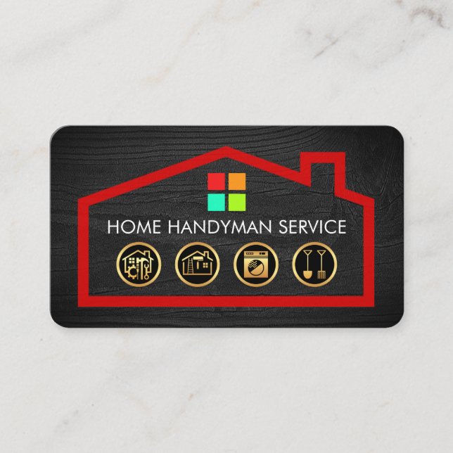 Carte De Visite Gold Handyman Tools On Building Frame (Devant)