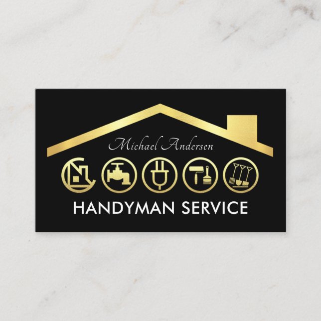 Carte De Visite Gold Handyman Tools Roof (Devant)