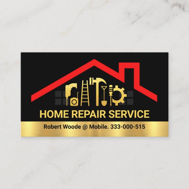 Carte De Visite Gold Handyman Tools Toit Frame (Devant)