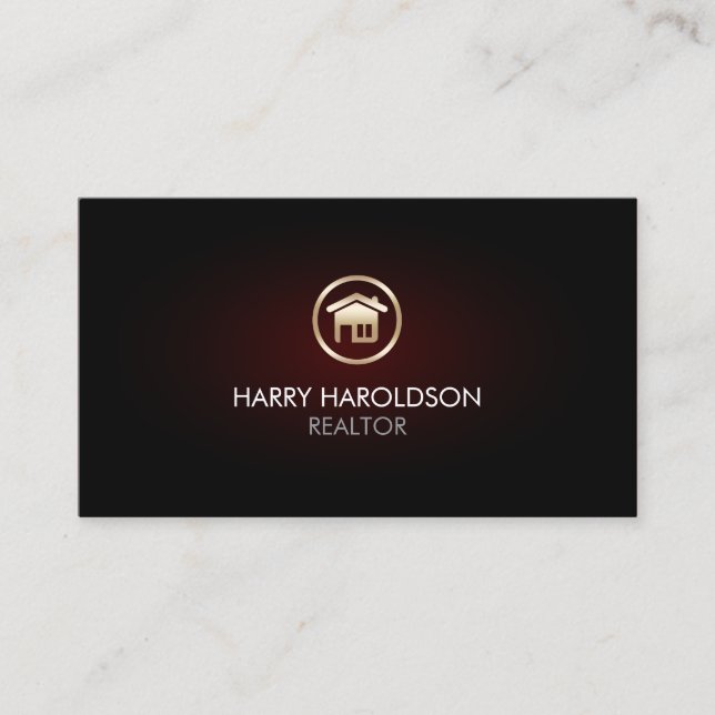 Carte De Visite Gold Home Remodeling House Icon Business Card (Devant)