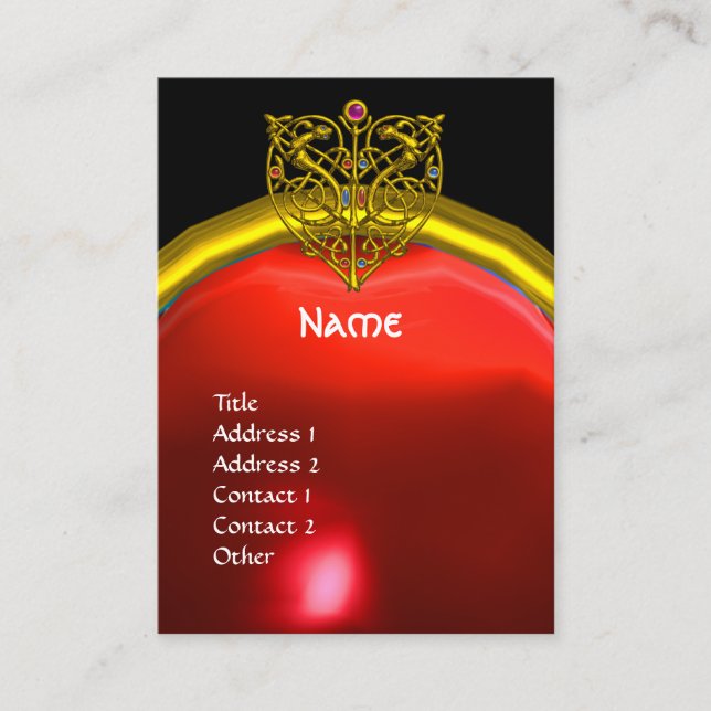Carte De Visite GOLD HYPER VALENTINE COEUR ROUGE RUBY MONOGRAS Noi (Devant)
