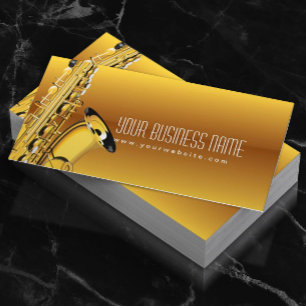 Carte De Visite Gold Jazz Saxophone Music Business Card