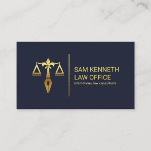 Carte De Visite Gold Justice Scales Pen Gold Stripe Avocat