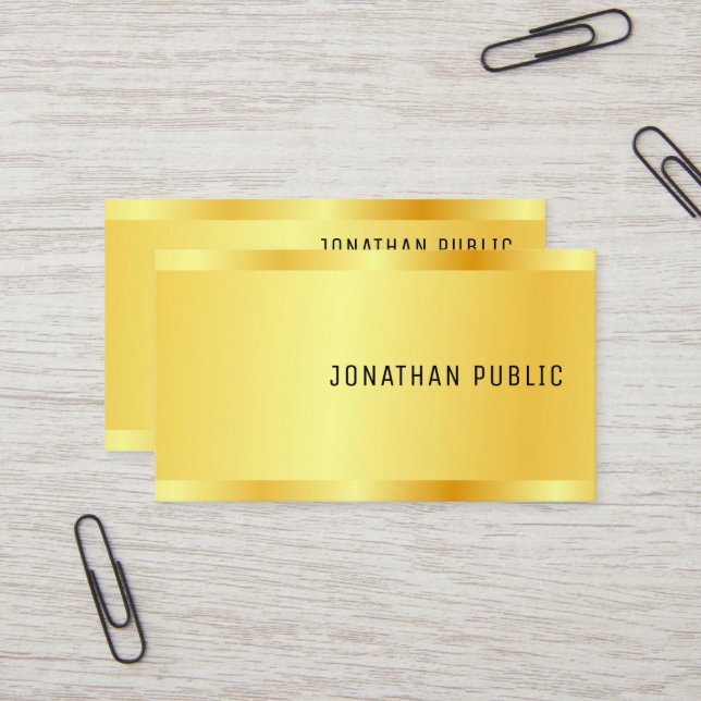 Carte De Visite Gold Look Modèle Professionnel Moderne Élégant (Devant/Arrière en situation)