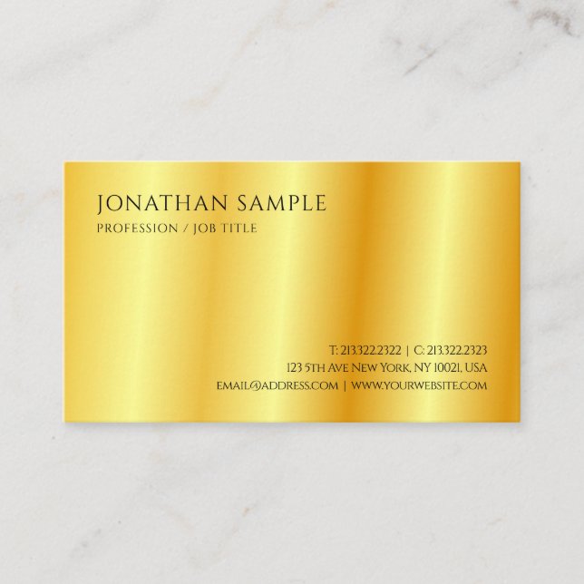 Carte De Visite Gold Look Professional moderne élégant Modèle (Devant)
