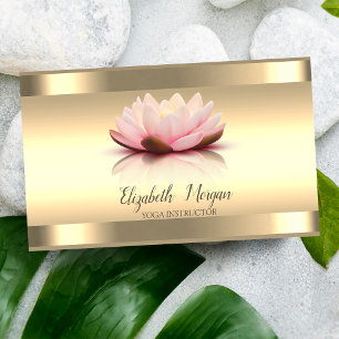 Carte De Visite Gold Lotus Flower Gold Stripes Yoga Instructeur