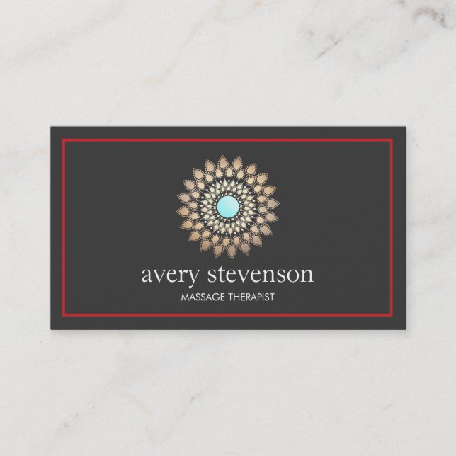 Carte De Visite Gold Lotus Mandala Logo Massage Thérapie et Yoga (Devant)
