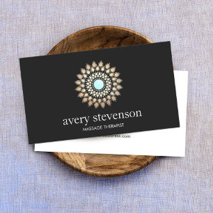 Carte De Visite Gold Lotus Mandala Massage Therapist et Yoga