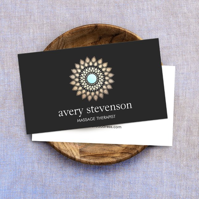 Carte De Visite Gold Lotus Mandala Massage Therapist et Yoga (Créateur téléchargé)