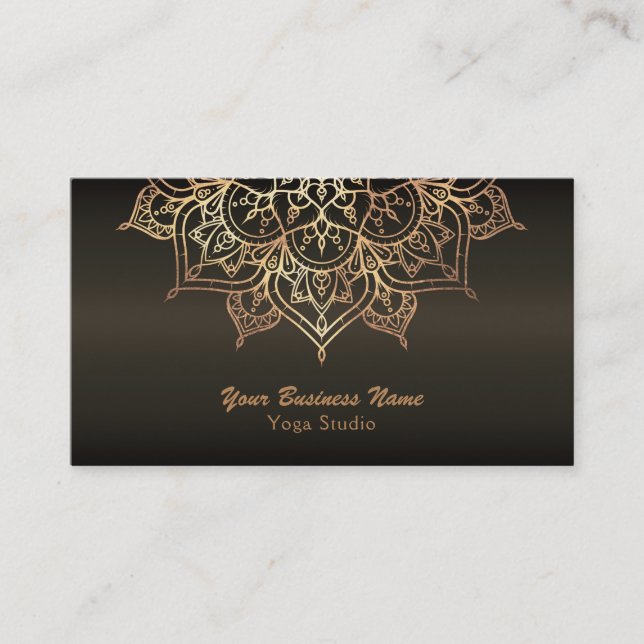 Carte De Visite Gold Mandala Earthy Bronze Brown Modern Yoga (Devant)