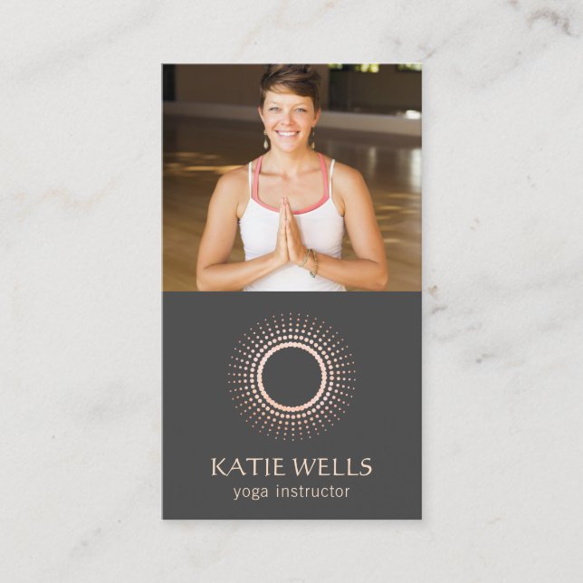 Carte De Visite Gold Mandala Yoga Logo, Ajouter photo (Devant)