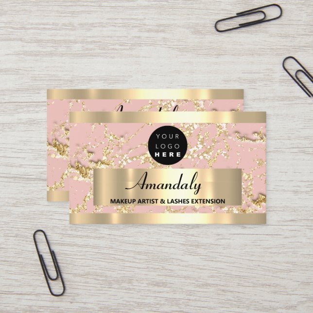 Carte De Visite Gold Marble Consulting Design Parties scintillant  (Devant/Arrière en situation)
