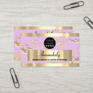 Carte De Visite Gold Marble Consulting Parties scintillant Pink Pa