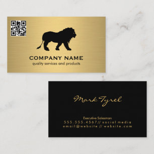 Carte De Visite Gold Metallic / Lion Icon / code QR Scan