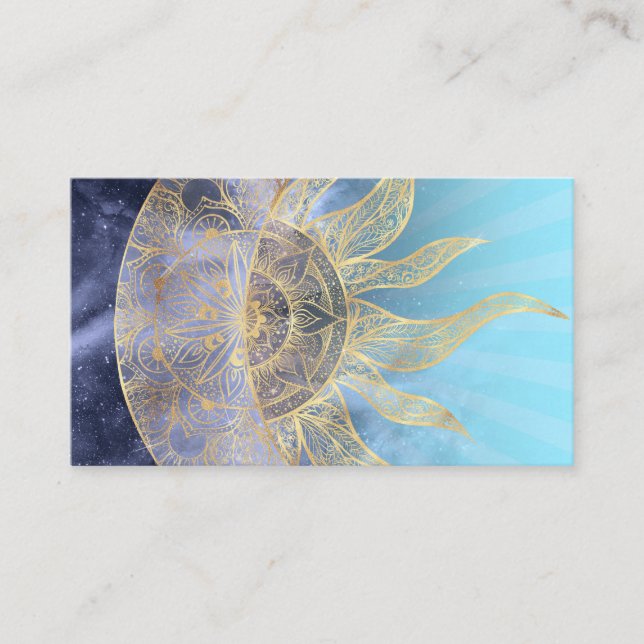 Carte De Visite Gold Moon Sun Mandala Celestial Design (Devant)