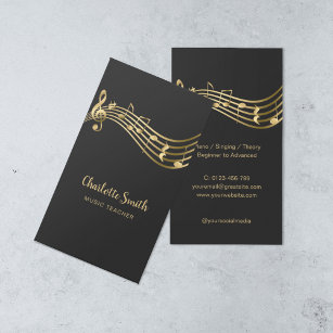 Carte De Visite Gold Music Notes Music Teacher Elegant