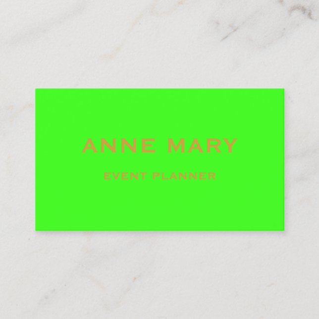 Carte De Visite Gold Neon Green Elegant Wedding Event Planner (Devant)