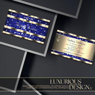 Carte De Visite Gold Ocean Blue Parties scintillant Étoiles lumine