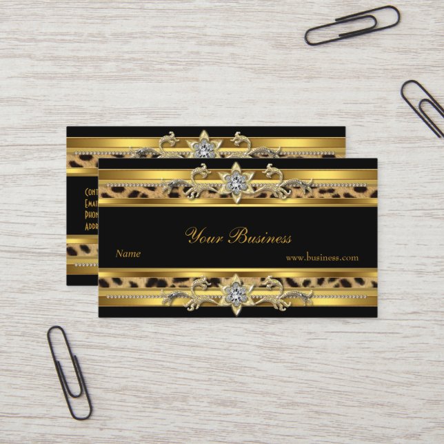Carte De Visite Gold On Gold Black Elegant Classy Jewel 3 (Devant/Arrière en situation)