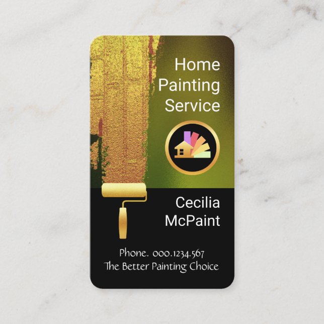 Carte De Visite Gold Paint Brush Painting Wall (Devant)