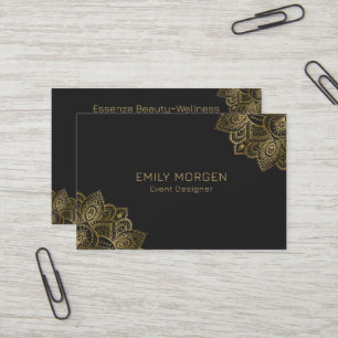 Carte De Visite Gold Paisley Mandala Sur Dar Grey