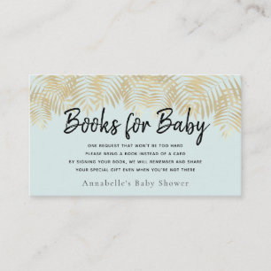 Carte De Visite Gold Palm Tree Green Baby shower Demande de réserv
