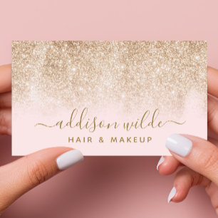 Carte De Visite Gold Parties scintillant Blush Pink Artiste de maq