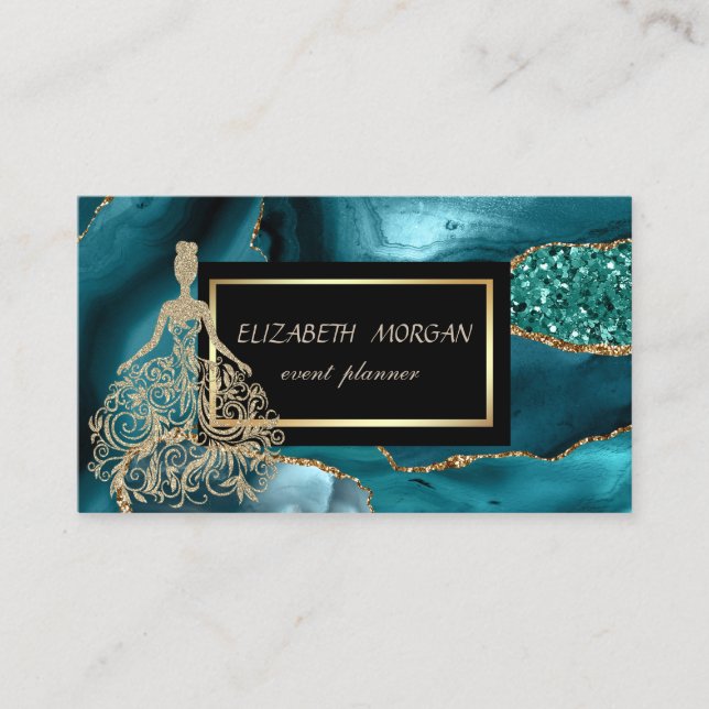 Carte De Visite Gold Parties scintillant Girl Emerald Green (Devant)