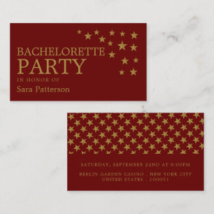 Carte De Visite Gold Parties scintillant Stars, Bachelorette Party