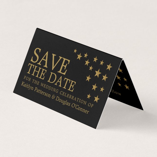 Carte De Visite Gold Parties scintillant Stars Photo Enregistrer L (Devant)