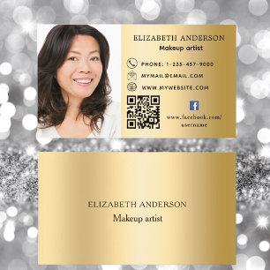 Carte De Visite Gold photo Qr code icônes de médias sociaux prime