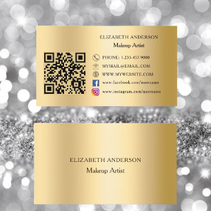 Carte De Visite Gold Qr code médias sociaux Instagram Facebook
