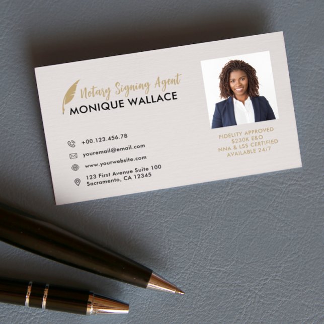 Carte De Visite GOLD QUILL PEN Services professionnels de photogra (Créateur téléchargé)