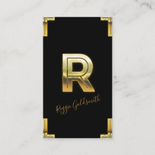 Carte de visite Gold R initial et bordures