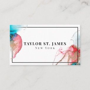 Carte De Visite Gold Red Painting Splatter Professional