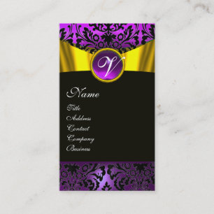 CARTE DE VISITE GOLD RIBBON JAUNE BLACK PURPLE DOMMASK MONOGRAM